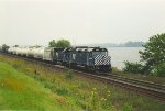 Eastbound manifest waits in the siding